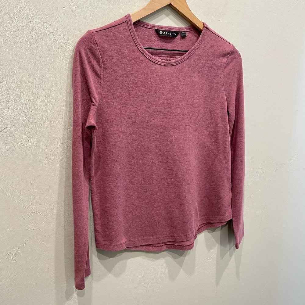 Athleta Pink Breezy Long Sleeve Back Cut Out Shirt - Size: XXS - Picture 5 of 6